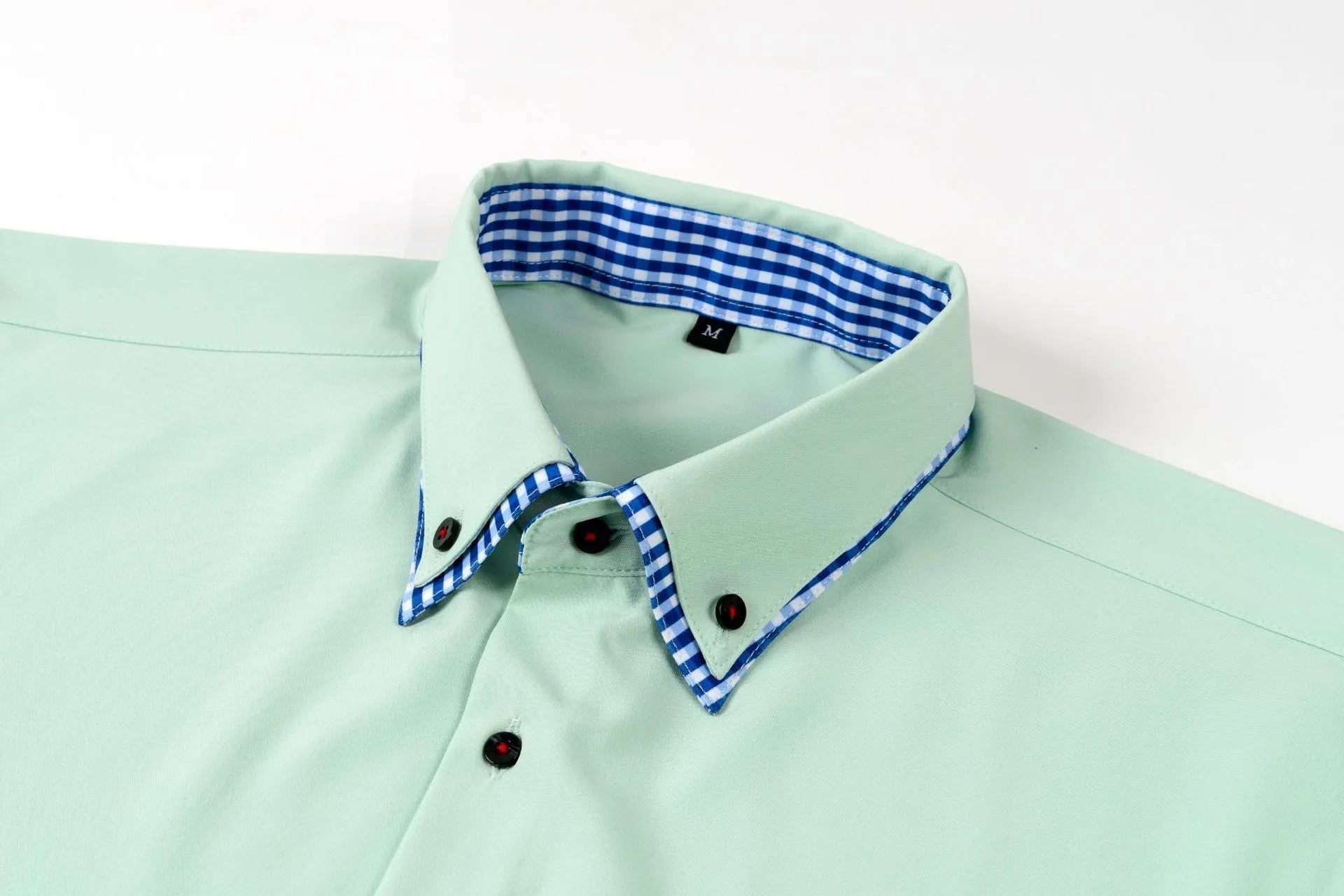 Double collar stitching casual shirt in black showing cardigan style and solid colour design with button front