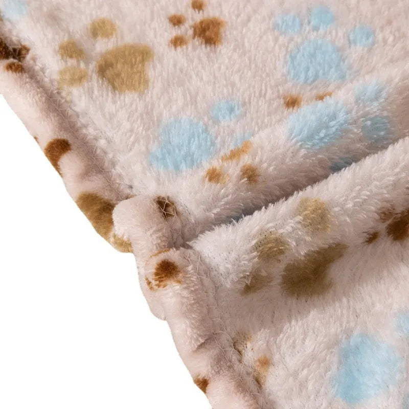 Blue cartoon dog pattern double-sided flannel pet blanket shown at 100x120cm size.