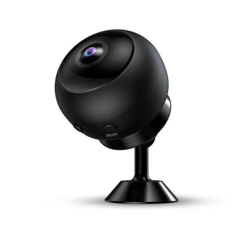 1080p wireless WIFI security camera with ABS plastic housing on a white background.