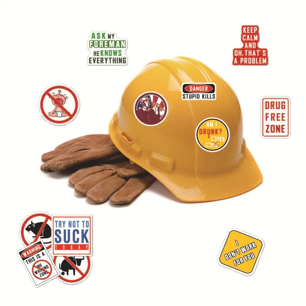 Waterproof warning stickers for motorcycle helmet and skateboard safety with bright film coating