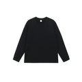 Men's loose fit long sleeve cotton t-shirt in solid colours showing size range