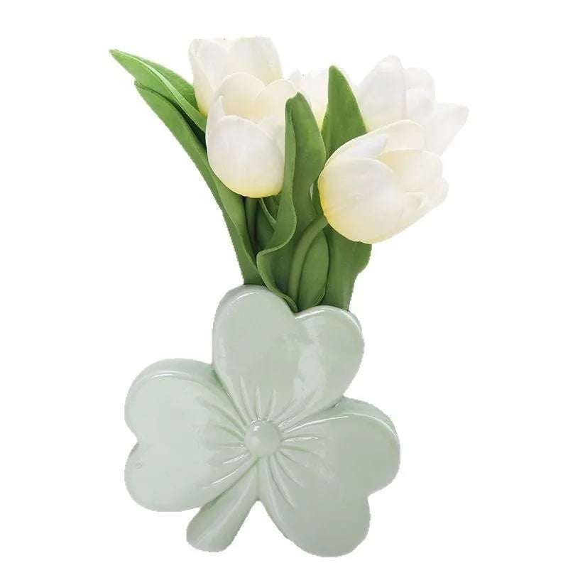 European style ceramic desktop vase in white porcelain with 15cm diameter dimensions