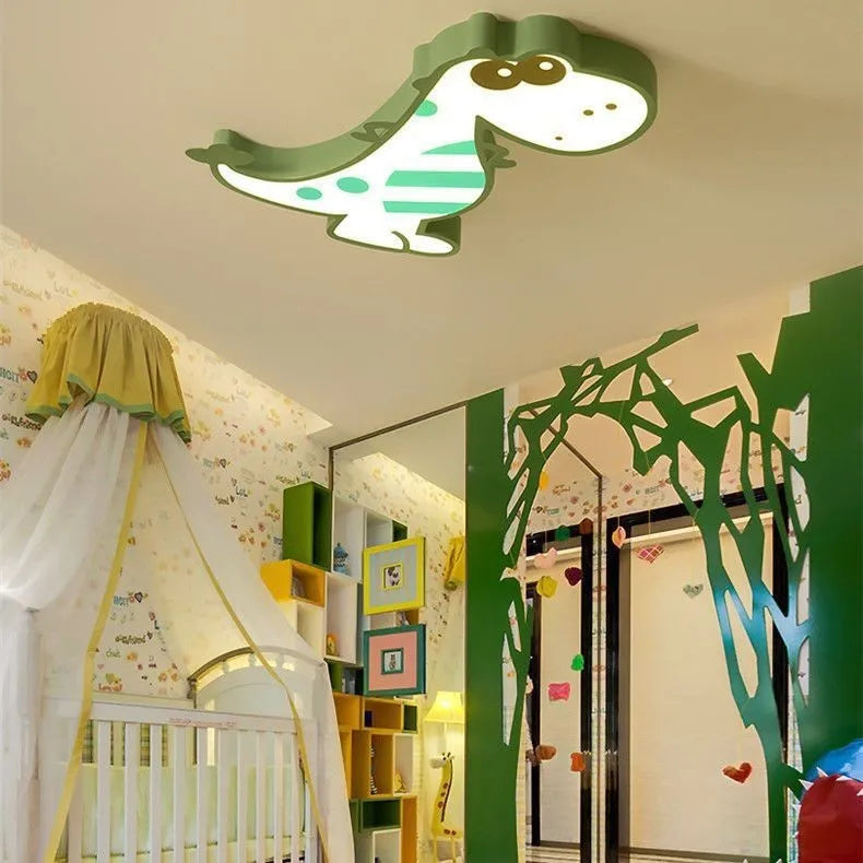 Cartoon dinosaur design ceiling light with PVC shade and aluminium body, 48cm diameter