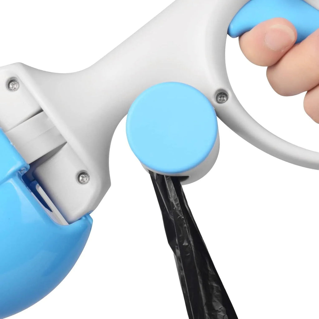 ABS plastic pet pooper scooper with integrated trash bag holder and top hanging hook