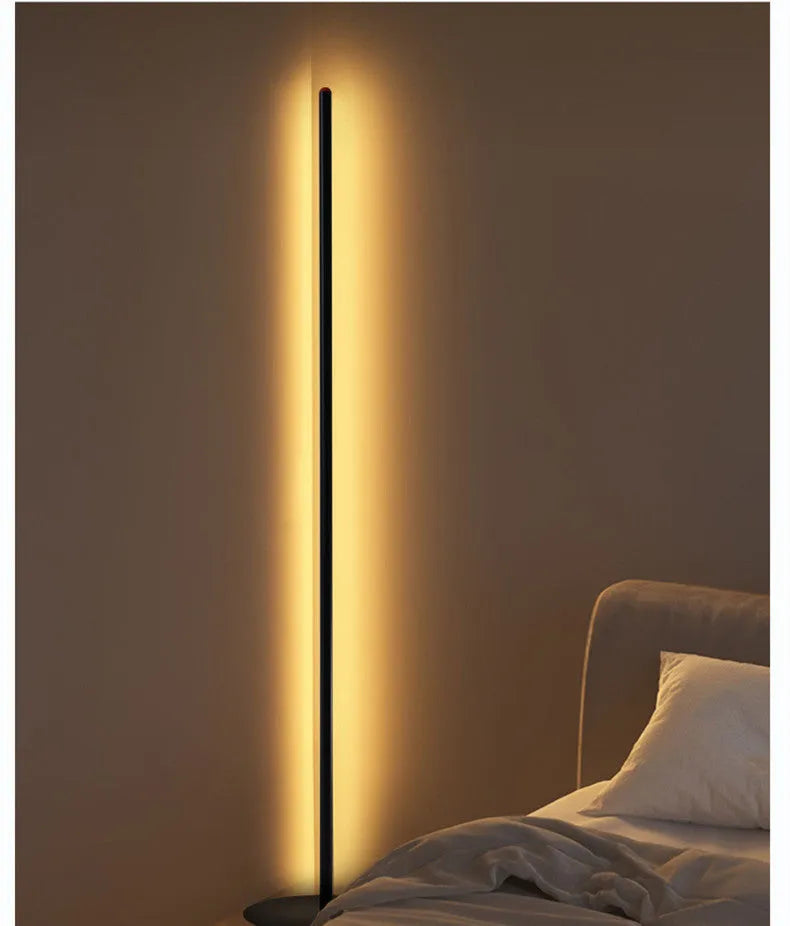 Vertical aluminium alloy floor lamp with USB power connector in modern minimalist design