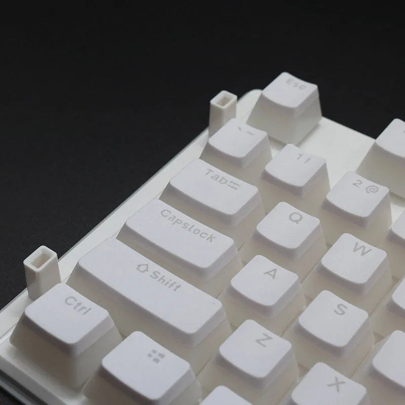 Set of 108 translucent PBT keycaps for mechanical keyboards in various colours on a white background.