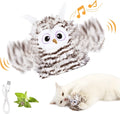 Grey automatic owl cat toy with flapping wings for indoor feline entertainment
