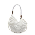 Women's handmade woven cloth shoulder bag in retro style with open top and phone compartment