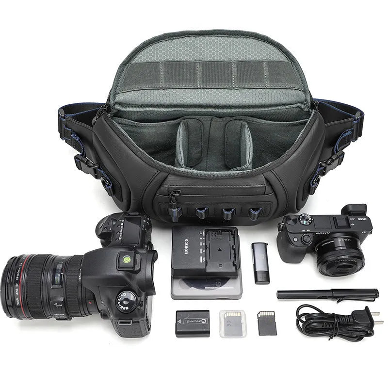 Oxford cloth waterproof shoulder camera bag in black, grey or green for DSLR equipment